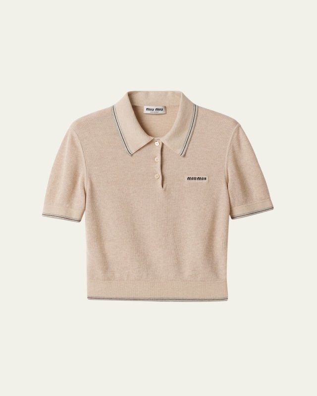 Short-Sleeve Crop Polo Top